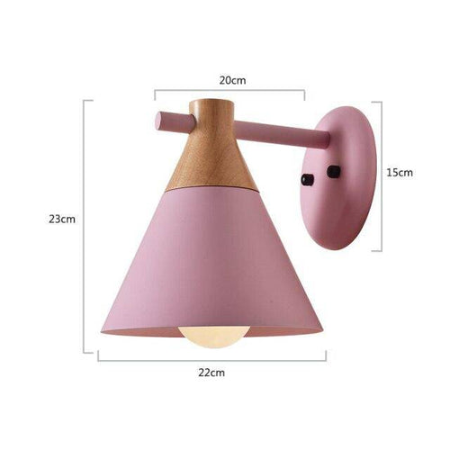 Applique murale moderne à LED en bois avec abat-jour coloré Macaron - vue 12 sur 12