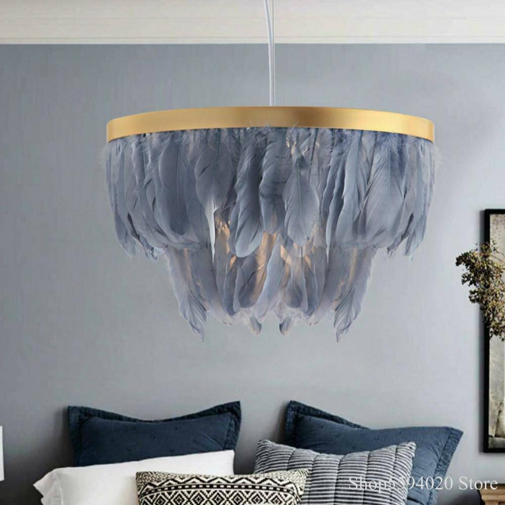 Suspension ovale LED en plumes colorées Hangly - vue 3 sur 8