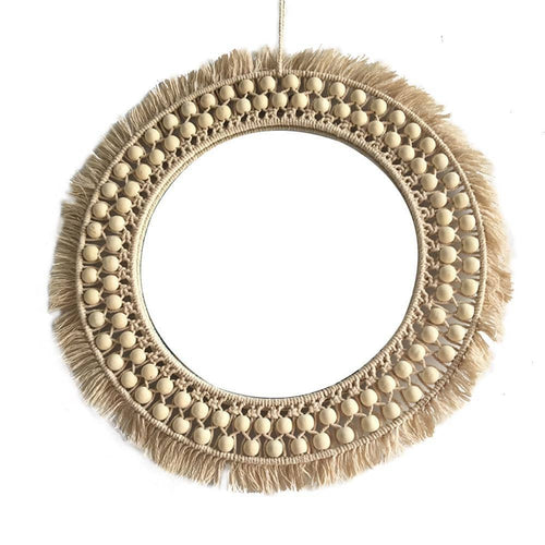 Miroir mural rond en rotin 40cm - vue 2 sur 3