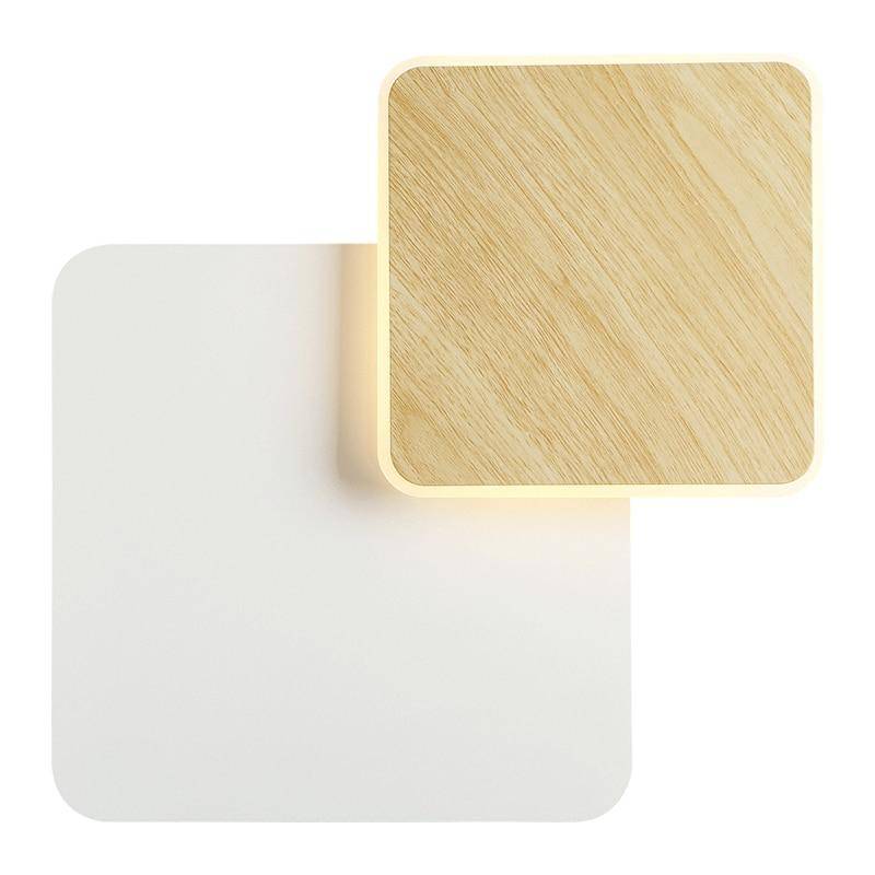 Applique murale moderne LED avec deux socles géométriques bois et métal - vue 8 sur 8