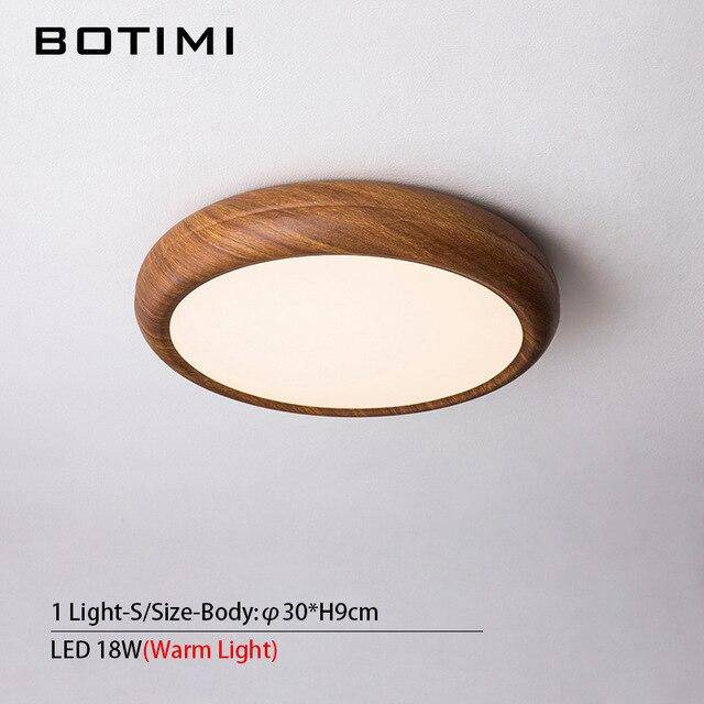Plafonnier moderne LED rond imitation bois - vue 7 sur 15