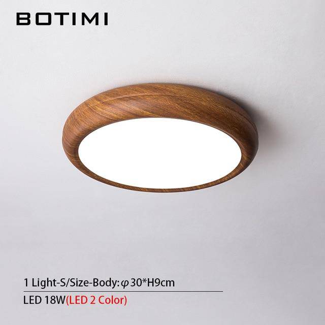 Plafonnier moderne LED rond imitation bois - vue 10 sur 15