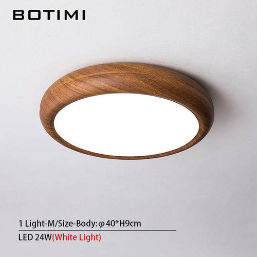 Plafonnier moderne LED rond imitation bois - vue 9 sur 15