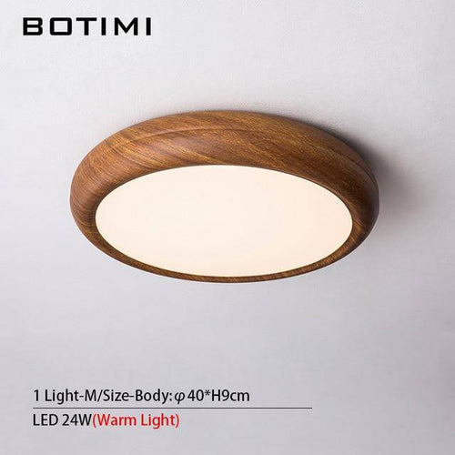 Plafonnier moderne LED rond imitation bois - vue 5 sur 15