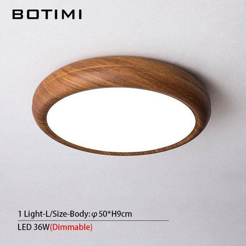 Plafonnier moderne LED rond imitation bois - vue 12 sur 15