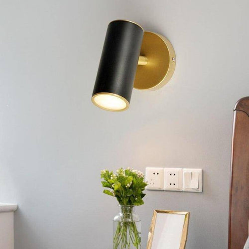 Applique murale LED avec spot cylindrique en métal doré - vue 5 sur 10