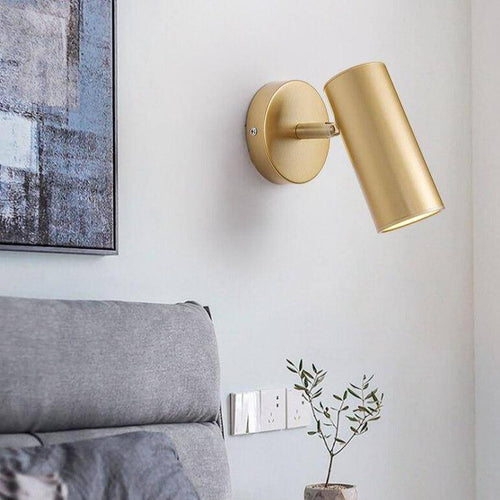 Applique murale LED avec spot cylindrique en métal doré - vue 3 sur 10