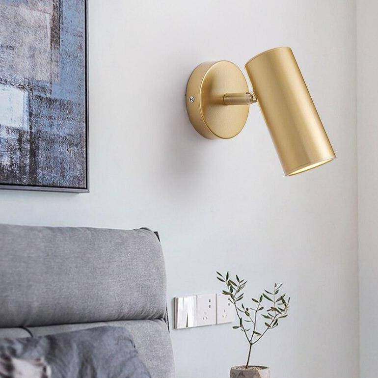 Applique murale LED avec spot cylindrique en métal doré - vue 2 sur 10