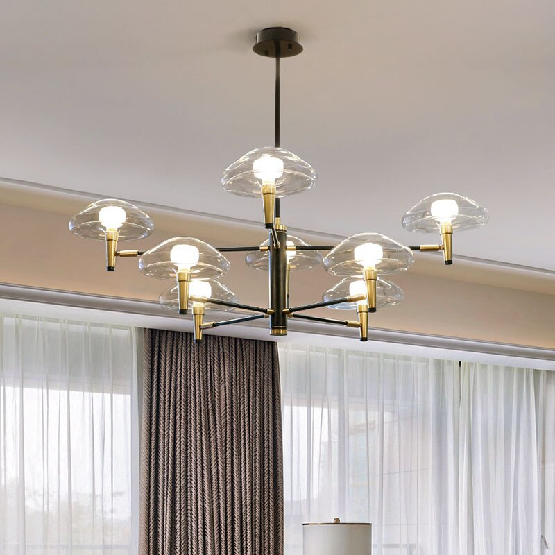 Lustre moderne abat-jours en forme de méduse en verre Hailey - vue 7 sur 8