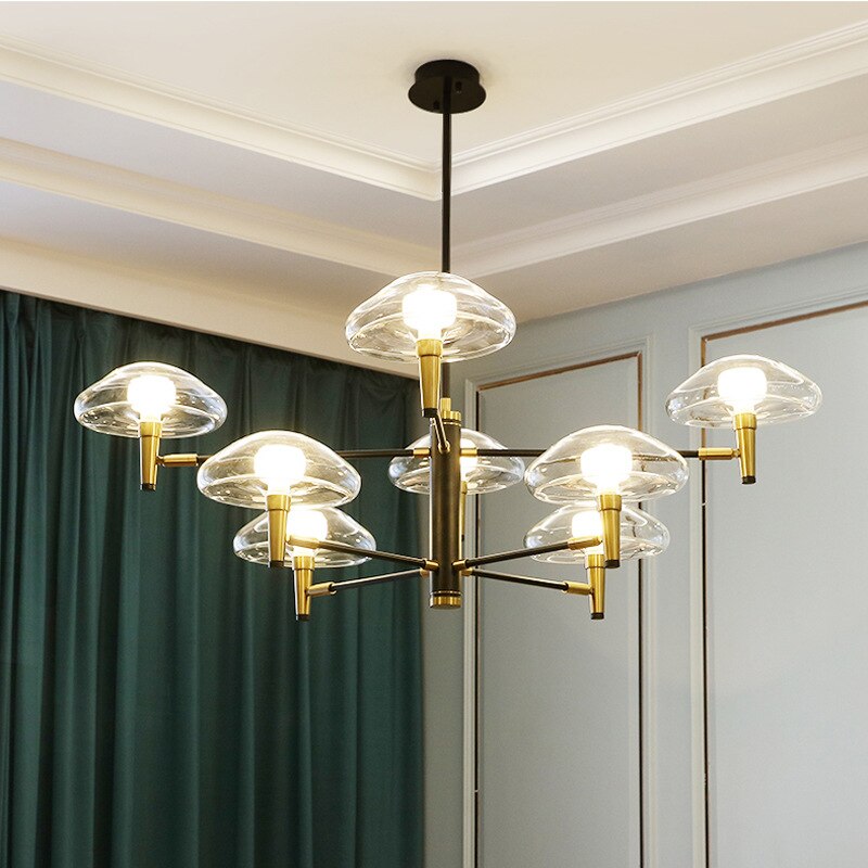 Lustre moderne abat-jours en forme de méduse en verre Hailey - vue 5 sur 8