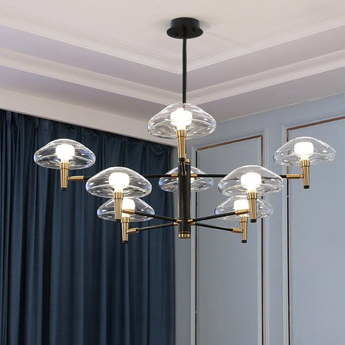 Lustre moderne abat-jours en forme de méduse en verre Hailey - vue 3 sur 8