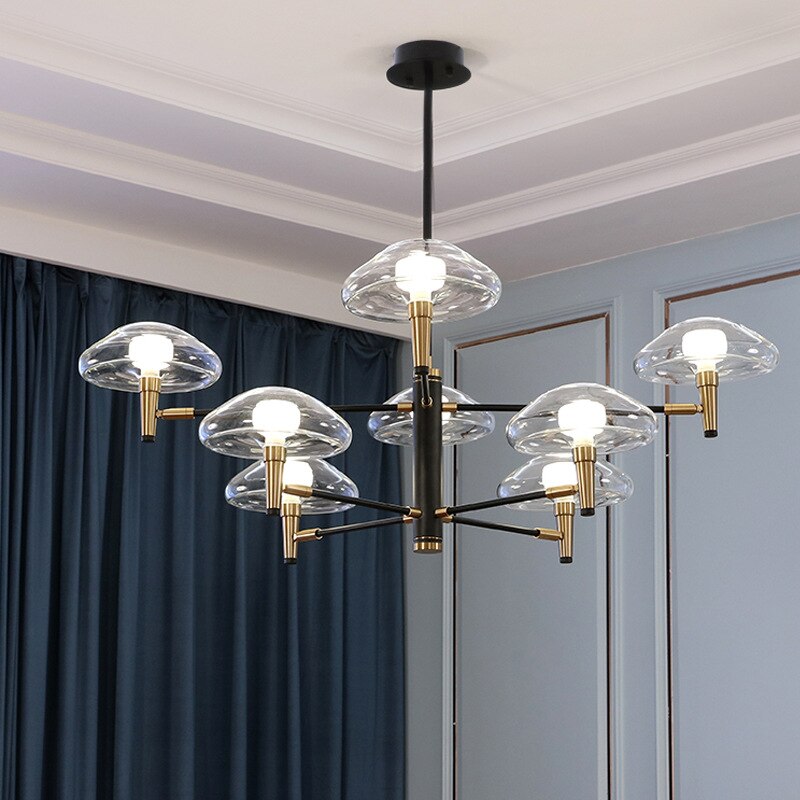 Lustre moderne abat-jours en forme de méduse en verre Hailey - vue 2 sur 8
