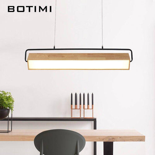 Lustre moderne LED allongé en bois Hang - vue 2 sur 3