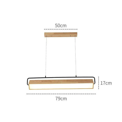 Lustre moderne LED allongé en bois Hang - vue 3 sur 3