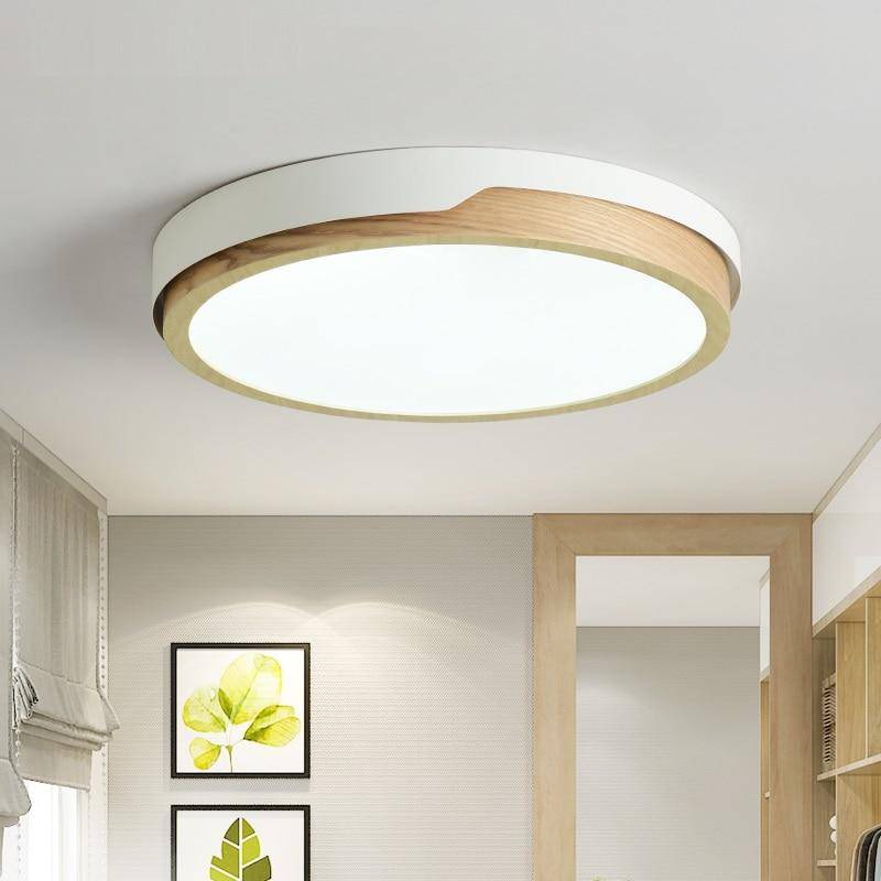 Plafonnier LED en bois et métal Nordic (plusieurs couleurs) - vue 2 sur 22