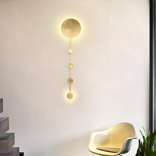 Applique murale design LED dorée avec disque style Shining - vue 3 sur 5