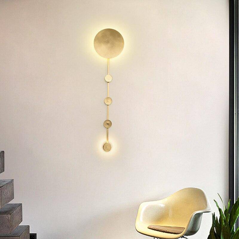 Applique murale design LED dorée avec disque style Shining - vue 3 sur 5