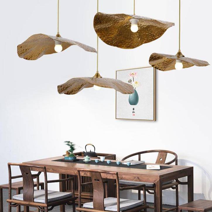 Suspension design feuille de lotus style chinois - vue 3 sur 8