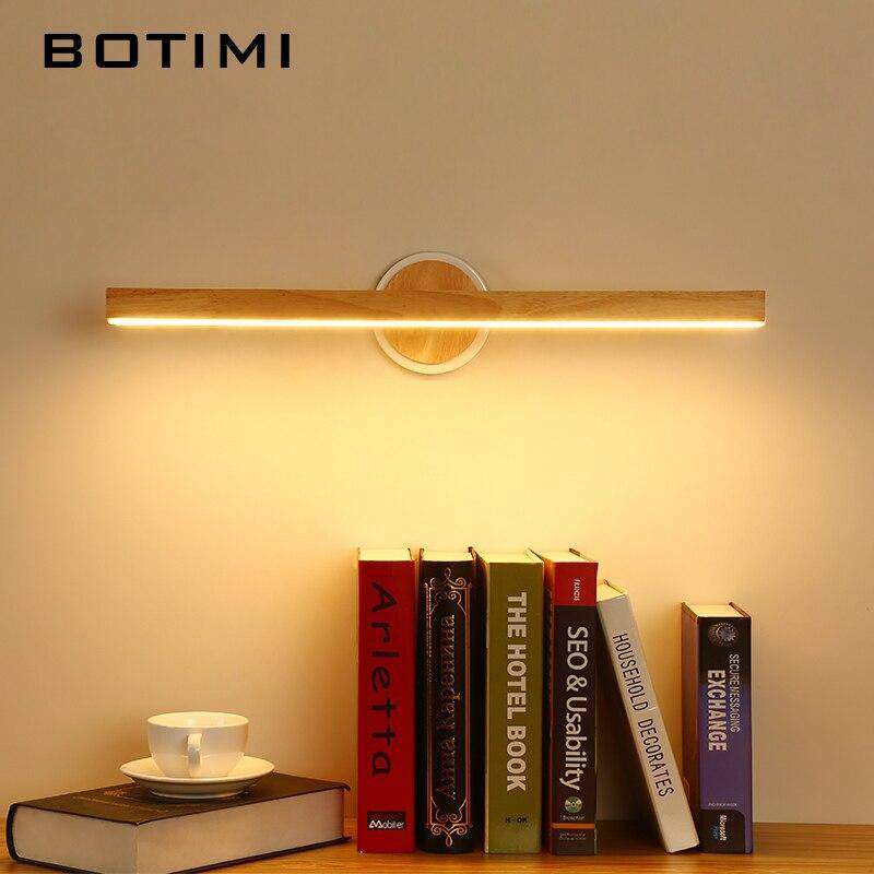Applique moderne LED allongée en bois pour miroir style Sconce - vue 4 sur 5