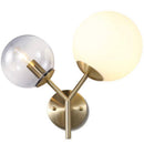 Applique murale design LED en métal doré avec deux boules en verre