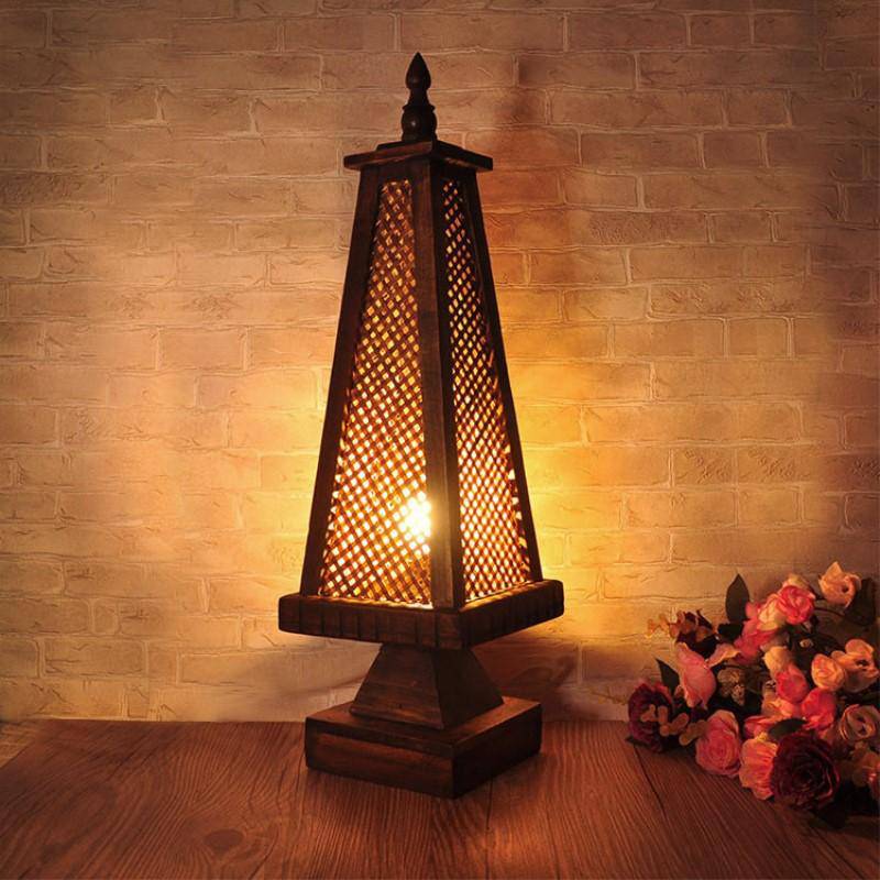 Lampe à poser LED en bois au style Asia - vue 3 sur 4