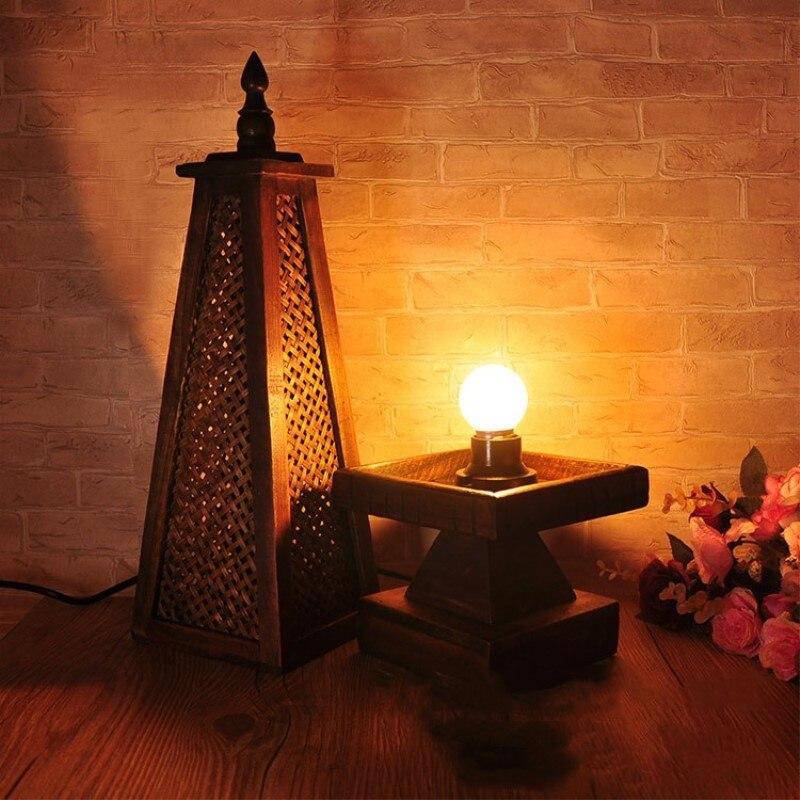Lampe à poser LED en bois au style Asia - vue 4 sur 4