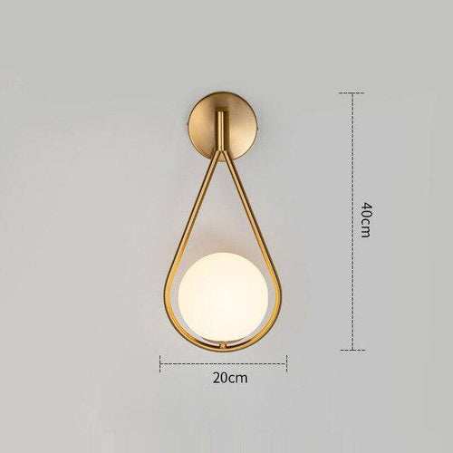 Applique murale design LED doré avec boule blanche Sconce - vue 7 sur 7