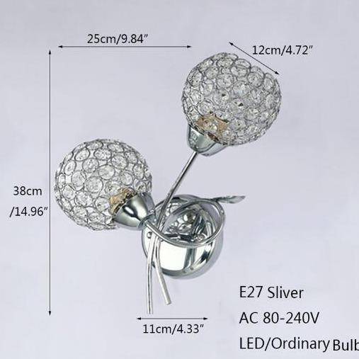 Applique murale design à LED avec double abat-jour en verre cristal Rétro - vue 5 sur 5