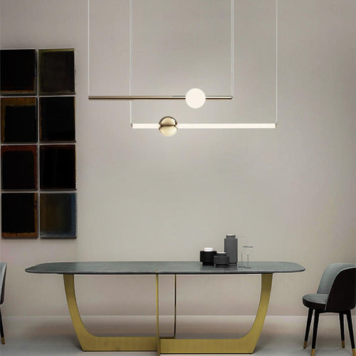 Lustre design en tubes dorés à LED Orion - vue 3 sur 7