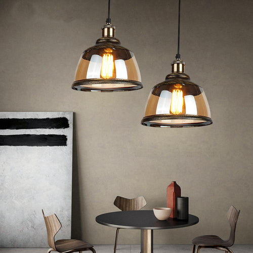 Suspension LED vintage avec abat-jour en verre fumé Palezzi - vue 3 sur 4
