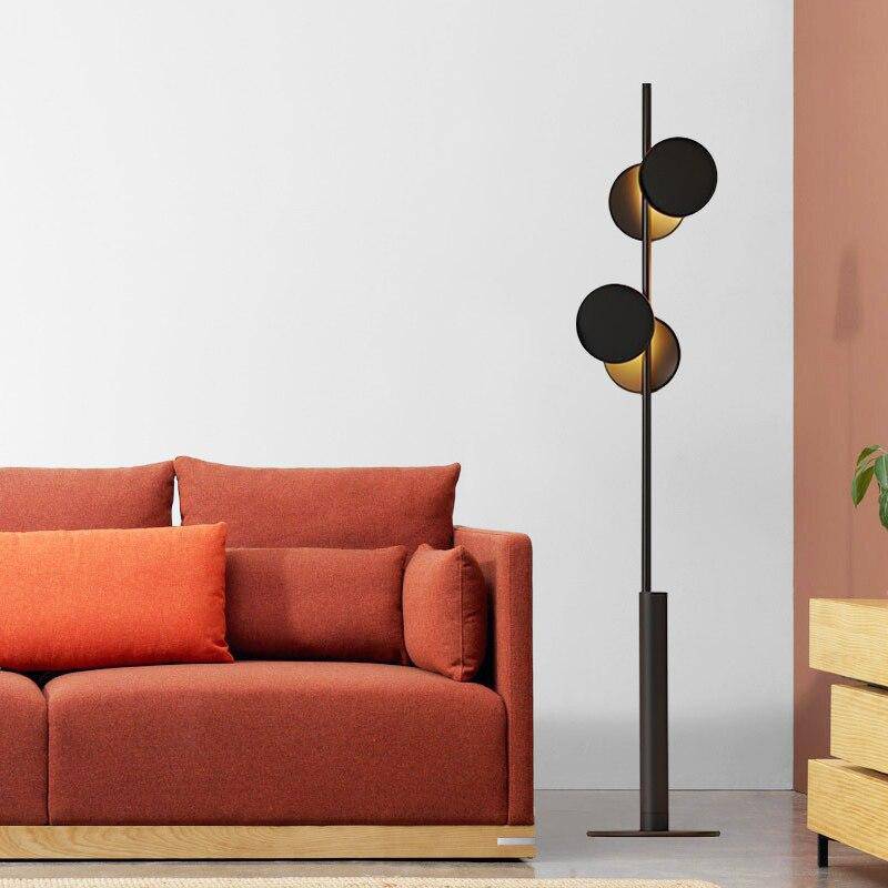 Lampadaire design moderne LED en métal avec formes circulaires - vue 4 sur 6