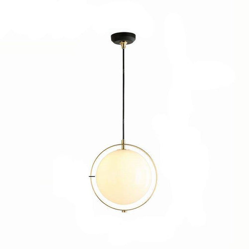 Suspension design LED avec cercle doré et boule en verre - vue 4 sur 6