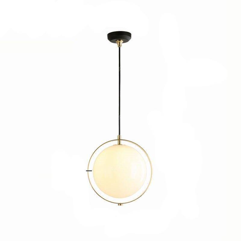 Suspension design LED avec cercle doré et boule en verre - vue 4 sur 6