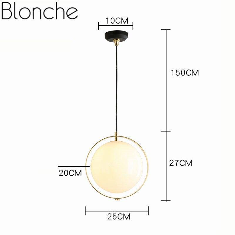 Suspension design LED avec cercle doré et boule en verre - vue 5 sur 6