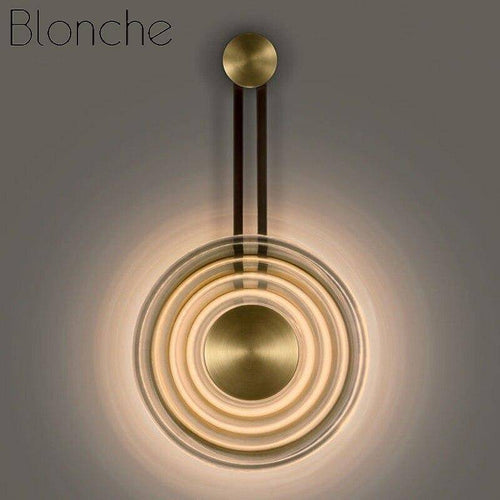 Applique murale design LED avec cercle doré et disque en verre Sconce - vue 5 sur 5