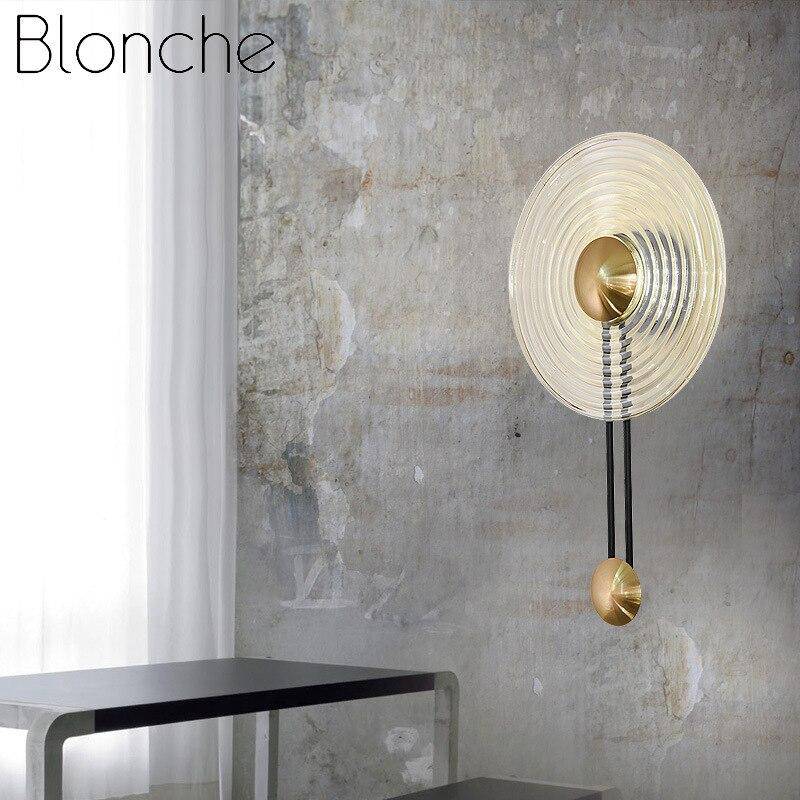 Applique murale design LED avec cercle doré et disque en verre Sconce - vue 2 sur 5