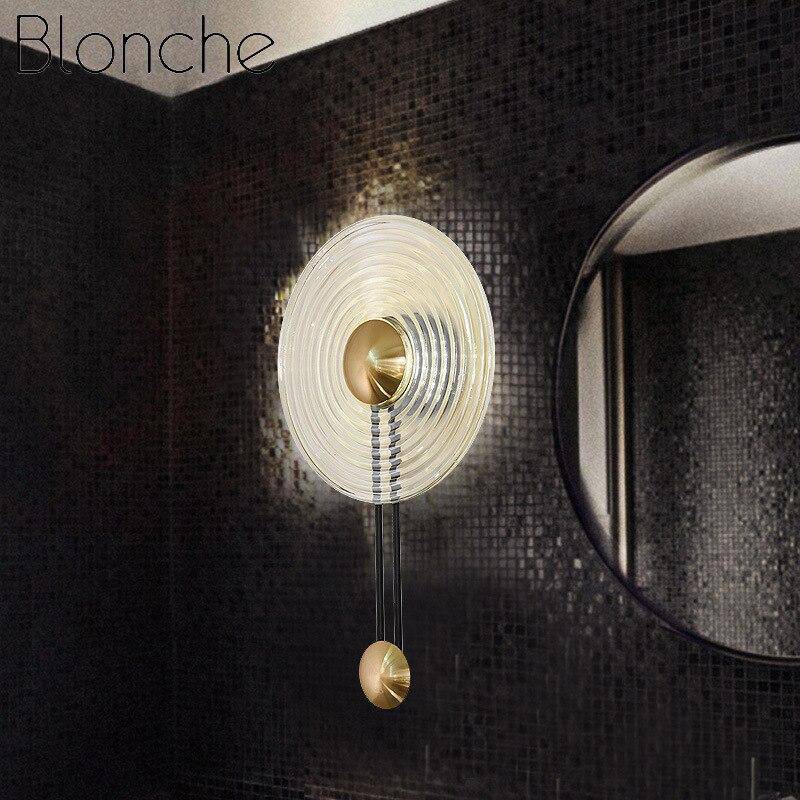 Applique murale design LED avec cercle doré et disque en verre Sconce - vue 3 sur 5