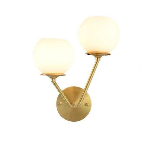 Applique murale design LED en métal doré avec double boule en verre