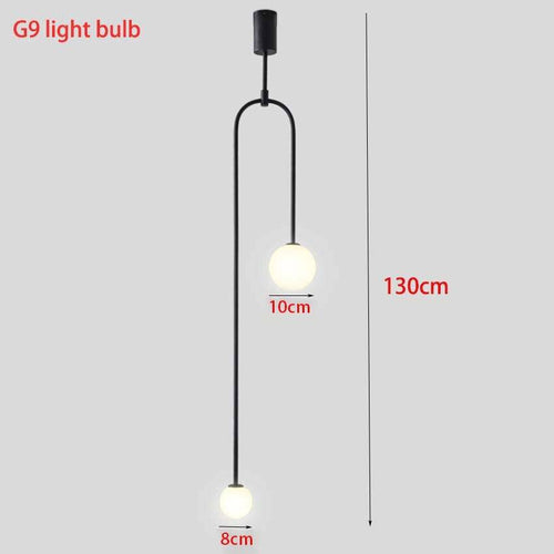 Suspension design LED en métal avec double boule en verre Fly - vue 5 sur 8