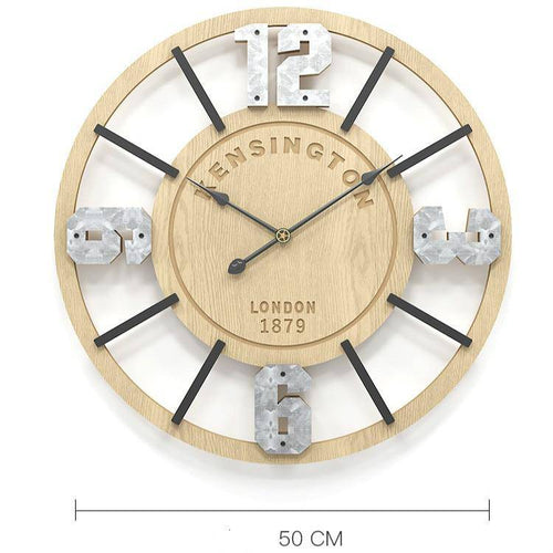 Horloge murale ronde en bois vintage avec chiffres 50cm - vue 3 sur 3
