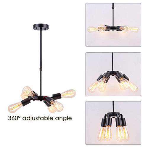 Lustre industriel LED style américain en métal Ludaya - vue 7 sur 8