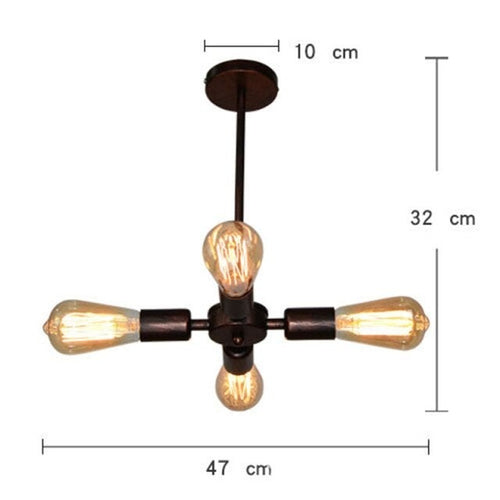Lustre industriel LED style américain en métal Ludaya - vue 6 sur 8