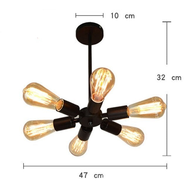 Lustre industriel LED style américain en métal Ludaya - vue 7 sur 8