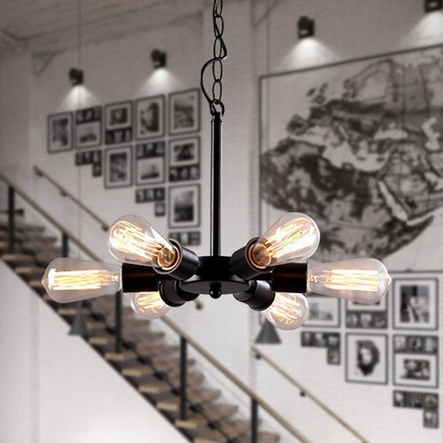 Lustre industriel LED style américain en métal Ludaya - vue 5 sur 8