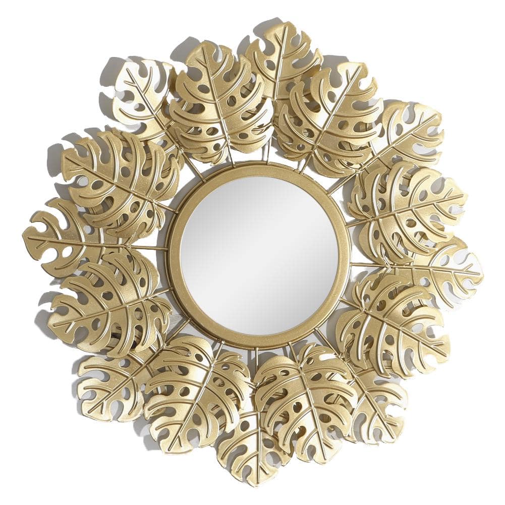 Miroir mural rond doré décoratif style soleil - vue 4 sur 4