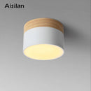Spot moderne LED rond avec base en bois Loft