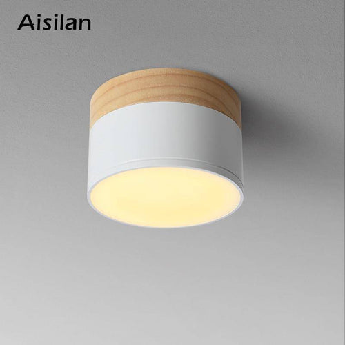 Spot moderne LED rond avec base en bois Loft - vue 4 sur 5