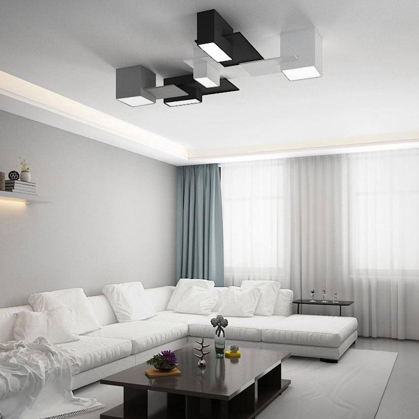Plafonnier design LED à formes géométriques modernes noires et blanches - vue 5 sur 9