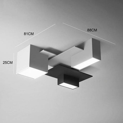 Plafonnier design LED à formes géométriques modernes noires et blanches - vue 8 sur 9