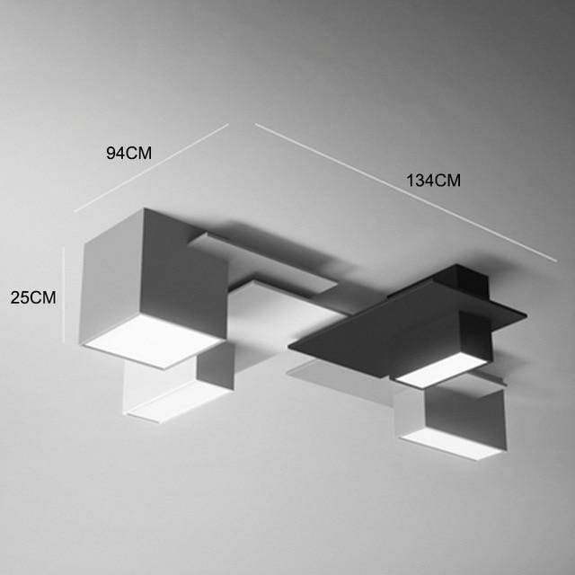 Plafonnier design LED à formes géométriques modernes noires et blanches - vue 8 sur 9